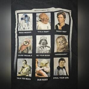 Large men's Star Wars Black Graphic Tee with Iconic Characters